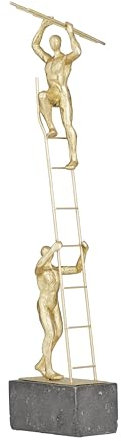Deco 79 Polystone Dekofigur mit Leiter, Dekofigur mit Leiter, Akzentfigur, 17,8 x 20,3 x 71,1 cm, Gold