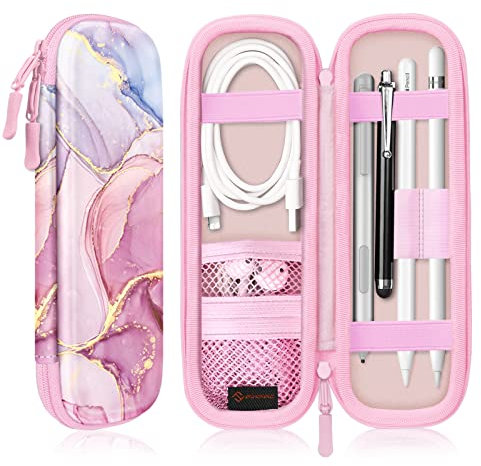 FINTIE Custodia Compatibile con Apple Pencil Pro e Apple Pencil (USB-C) e 2ª/1ª Gen - Slim Case Built-in Tasca Slot Compatibile con Apple Pen, Cavo USB, Samsung Stylus, Glittering
