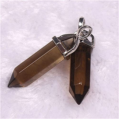 DOUPE Heilende Kristalldekoration. 24 Teile/los Heilungspunkt Chakra Anhänger Sechsecker Quarzkristalle Kugelform Stein DIY Pendelperlen for Schmuck Machen frei (Metal Color : Smoke Glass)