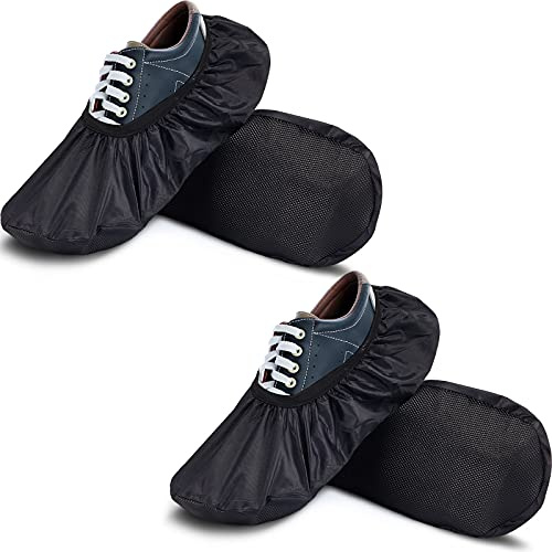 SATINIOR 2 Pairs Bowling Shoe Covers Black Non-Slip Protector, Reusable, XL