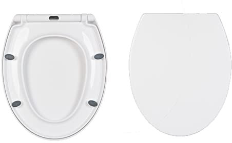 WC Sitz O Form, Toilettendeckel mit Quick-Release-Funktion, Klobrille Softclose Absenkautomatik, Leichte Reinigung & Antibakterielle Toilettensitz mit Zubehör aus Metall