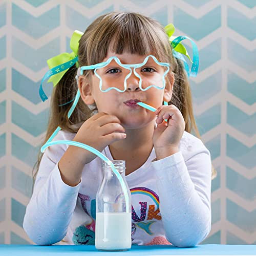 N/AB 1 pajita de plástico suave – cristal reutilizable DIY pajita tubo de gafas Bar accesorios para niños Baby cumpleaños fiesta eventos bebidas (D)