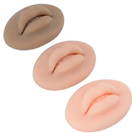 3Pcs Tattoo Übungslippen, 3D Silikonlippen Skin Tattoo-Haut Übungssilikonlippen Kosmetik-Make-up-Lippen-Schulung, für den Hausgebrauch