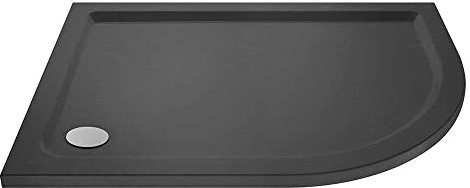 VeeBath 40mm Slate Grey Offset Shower Tray RH for Walk in Wet Room Enclosure Cubicle - 900 x 800mm