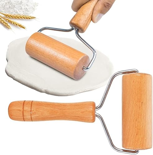 5D Painting Tools Wooden Roller, 2 in 1 Design Wooden Roller for Painting Rhinestone Embroidery, Craft Clay, Ceramic,Pottery Clay (#2)