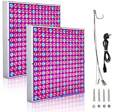 Randaco 2x15W LED Pflanzenlampe, Pflanzenlicht Vollspektrum mit 225 Rot & Blau LEDs Grow Lampe, Pflanzen Wachstumslampe Innengarten Pflanze Wachsen Licht Hängeleuchte
