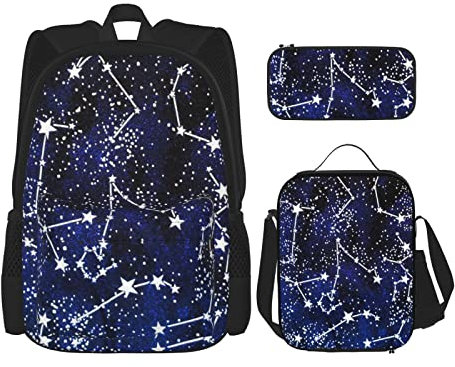 Glow In The Dark Rucksack Set Dreiteilige Tasche Rucksack Crossbody Lunchtasche Pencil Bag Set Jungen und Mädchen Schultaschen, Glow in the Dark, Einheitsgröße, Glow in the dark, Einheitsgröße