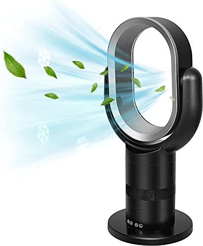 Simple Deluxe Bladeless Fan - with 10 Speeds Settings, 10-Hour Timing Closure Tower Fan, Low Noise, Medium Size Portable Table Fan for Home Office Living Room, 24 Black