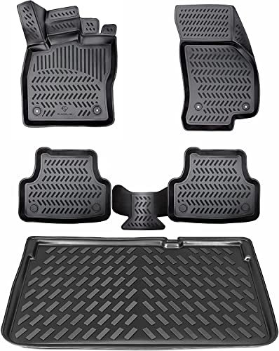 ELMASLINE 3D Gummimatten & Kofferraumwanne Set für VW T-Cross ab 2018 (unterer Ladeboden) | Zubehör Fußmatten Kofferraum