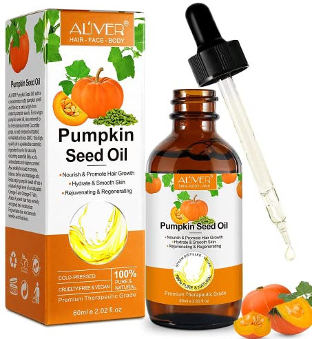 Kürbiskernöl für Haarwachstum, Anti-Aging-Falten, Massageöl, Feuchtigkeitscreme für Gesicht und Körper, Wimpernserum, nicht fettig für Männer und Frauen 2,02 Unzen