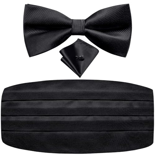Dubulle Mens Cummerbund and Pre-tied Bow Tie Set Paisley Floral Bow Ties for Men Pocket Square Cufflinks Wedding Prom