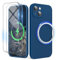 SURPHY Magnetic Case for iPhone 15 Case with Screen Protector, Liquid Silicone Anti-Scratch Compatible with MagSafe Gel Rubber Phone Case for iPhone 15 6.1 inch, Horizon Blue