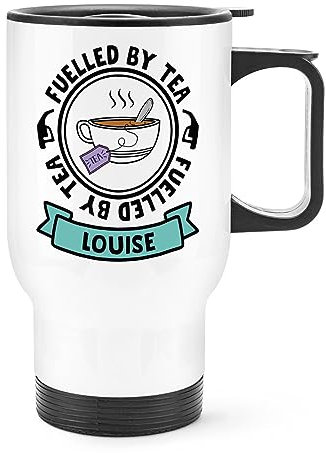 Gift Base Tazza da viaggio personalizzata con manico Fuelled by Tea