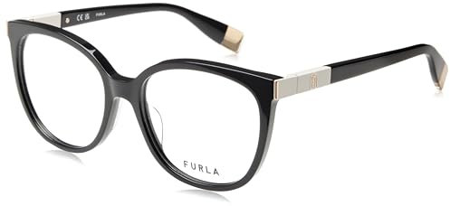 Furla Unisex VFU720 Sunglasses, Shiny Black, 52