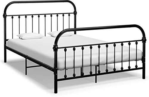 GuyAna Bettgestell Schwarz Metall 160×200 cm Ohne Kopfteil Massivholzbett Bodenbett