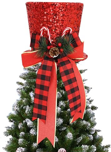 Weihnachtsbaumspitzendekorationen | Faltbarer Glitzerschuppen-Baumzylinder mit Schleife,Niedliche Verzierung für Partygeschenke, weiche Baumspitze als Dekoration für Wohnzimmer und Schlafzimmer