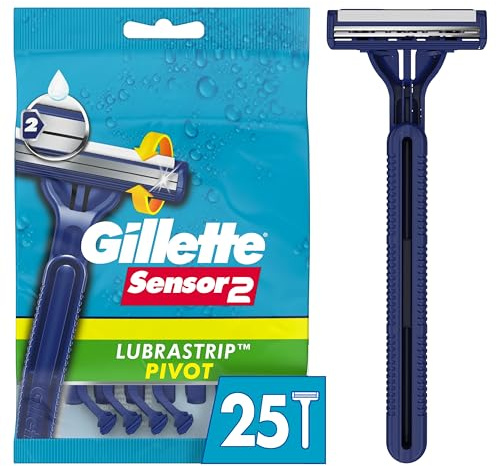 Gillette Sensor2 Pivoting Head Men's Disposable Razors, 25 Count