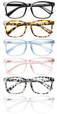 Kerecsen 6 Pack Blue Light Glasses Reading Glasses for Women Men Spring Hinges Fashion Lightweight Computer Reading (6 Multicolor, 0.5, x)