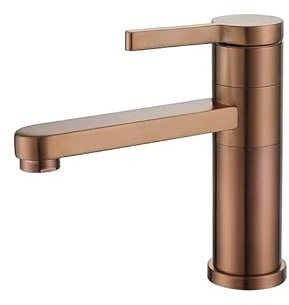 Mullinsen Rose Gold/Gebürstet Gold Badezimmer Waschbecken Wasserhahn Einzigen Loch Einzigen Griff Drehen Waschbecken Wasserhahn Eitelkeit Heißer Kaltes Wasser Bad armaturen (Color : Rose Gold)