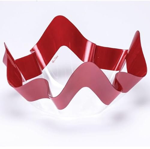 Contenitore Grande in PET Rosso Perlato - Ciotola COPPA in plastica TRASPARENTE con Bordo Rosso - per caramelle, marshmallow, dolci, confetti ecc. - Addobbo, decorazione tavola torta, buffet ecc.