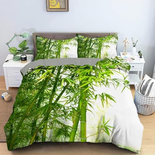 Housse de Couette 240x260 Bambou Parure de Lit 2 Personnes Bambou Microfibre Douce Housses Couettes avec 2 Taies d'oreiller avec Zippée, E5403