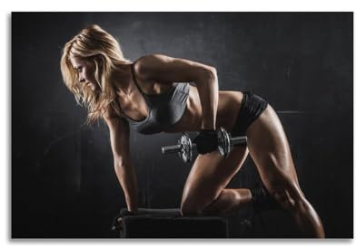 GUOYIN Fitness-Trainingsposter für Damen, Kurzhantel-Training, dekorative Leinwand, Familie, Schlafzimmer, Kunstwerk, Bild, Gemälde, 60 x 90 cm
