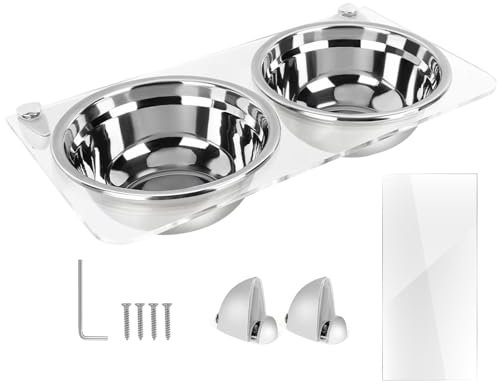 Mangeoire Murale pour Chien, gamelles murales pour Chat | Gamelles en Acier Inoxydable pour Chats et Chiens | Bols d'alimentation muraux Confortables pour Animaux de Compagnie, Chiens et Chats