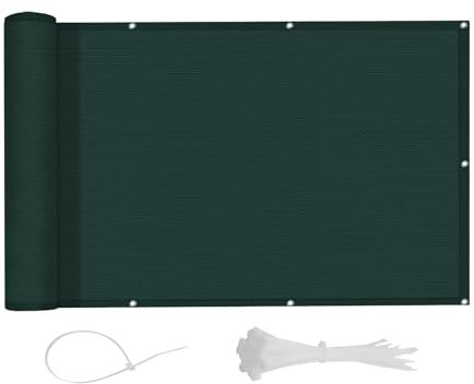 LOVE STORY Brise Vue Balcon 85x600m Protection UV Opaque,Imperméable, Résistant au Vent avec Trous et Serre Câbles pour Terrasse, Jardin, Exterieur -Vert foncé