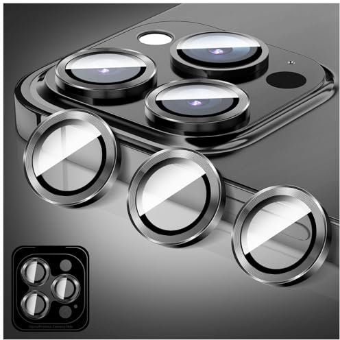LucBuy Protezione per Obiettivo Della Fotocamera Compatibile con iPhone 11 Pro/11 Pro Max, Protezione per Schermo in vetro Temperato HD per Fotocamera, Anelli Metallici ad Allineamento Automatico