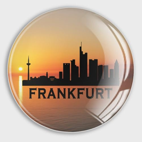 Runde Kühlschrankmagnete, Deutschland, Frankfurt, Stadt, Silhouette, Skyline, Glas, Kühlschrankmagnete, Dekoration für Kühlschrank, Spind, Whiteboard, Magnettafel, Schränke, Klassenzimmer, Bürokabine