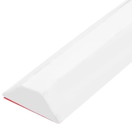 sourcing map Collapsible Shower Barrier, 98 Inch Silicone Water Splash Guard Strip 1.2 Inch W 0.4 Inch H Self Adhesive Water Stopper Barrier Dry and Wet Separation for Bathroom, White