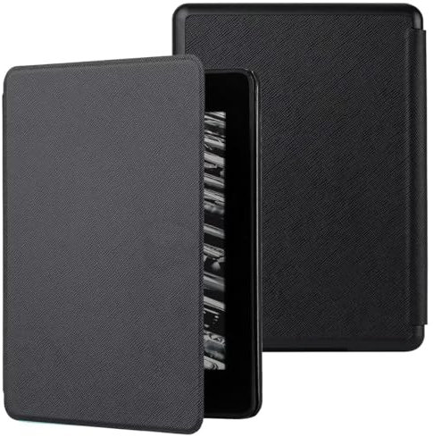 MOKASE Étui Compatible avec 6 Kindle Paperwhite 5e/6e/7e Génération (Version 2012,2013,2015,2016), Modèle: EY21 / DP75SDI, Coque en Cuir Synthétique avec Intelligent Réveil/Veille, Black