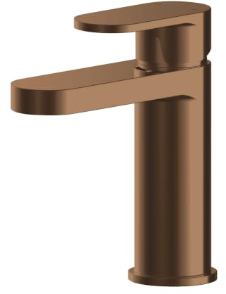 Balterley Bathroom Sink Taps, Mono Basin Mixer Tap with Push Button Waste, Single Lever Temperature Control Bathroom Tap, Round Body, Flat Rounded Tip Spout Taps - 52 x 147 x 160mm (Brushed Bronze)