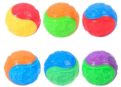 PORUPAEL 6 Stück Quietschender Hundeball, 2.4'' Hundespielzeug Zähneputzen Welpe Kauspielzeug Haustier Training Ball Hund Interaktive Hund Ball Latex Welpen Hundespielzeug,