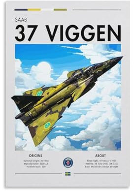QZFNCOYU Sweden 37 Vigen Mehrzweck-Kämpfer-Kunstposter, Leinwand-Poster, Schlafzimmer, Dekoration, Landschaft, Büro, Raumdekoration, Geschenk, 20 x 30 cm