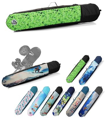 BAMBINIWELT Kinder Snowboardrucksack, Snowboardtasche, Stauraum für Helm, Schuhe & Handschuhe, Boardbag, Cordura, Schulterriemen, Tragegriff & Ablaufloch, Farbe: Modell 01, Größe: 150cm