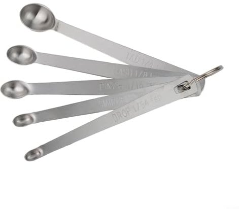 Alanmoship 5 Piece Stainless Steel Mini Measu for Ring Spoons Set for Baking & Seasoning - Tad, Dash, Pinch, Smidgen, Drop - Persistent Kitchen Tool with for Ring Holder