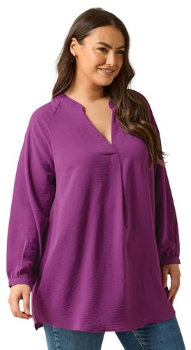 EVANS Curve Notch Neck Long Sleeve Blouse - Women's - Plus Size Curve