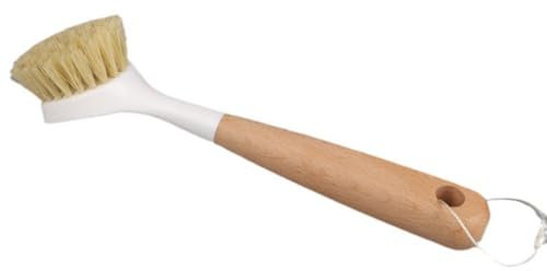 crayfomo Cepillo de Plato con Mango de bambú, Cepillo de fregado para sartenes, ollas, Limpieza de Fregadero de Cocina, Paquete de 3