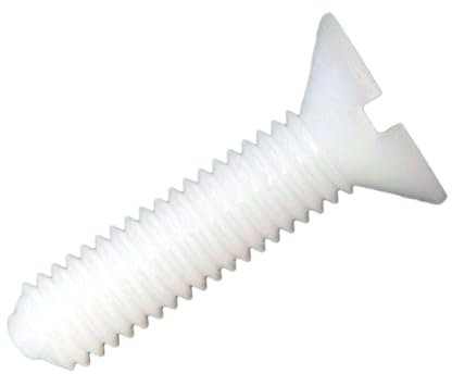 Vis à tête évasée en plastique (nylon 6.6), DIN963, coupe tournevis, résistantes pour assemblage, usage industriel et domestique - M8X25 - Naturel - 100 pièces - Plastic Hardware Store