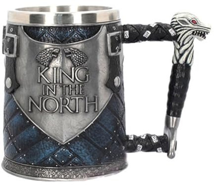 Game of Throne Norsemen Rustic Mug Gothique Pirate Mug Rétro Vintage Bar FestivalCup,3D Tasse en acier inoxydable Tasse à boire pour boisson, café, bière (D)