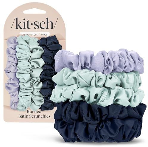 Kitsch Elastici da donna in raso increspato, senza pieghe, per dormire senza crespo, più morbidi degli elastici in seta, delicati sui capelli, per tutti i tipi di capelli, accessori per capelli
