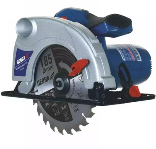 Handkreissäge DEDRA stark 1500W, Kreissägeblatt Ø 185mm, max. Schnitttiefe 66 mm, Sehr hohe Drehzahl: 5500 U/min Ergonomisches Leichtgewicht 4,4kg, softgrip, für Holz und mehr