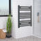 Radiateur de salle de bain plat et droit pour sèche-serviettes - Turkish Zone de chauffage central - 700 mm de large - 600 mm de haut - Noir