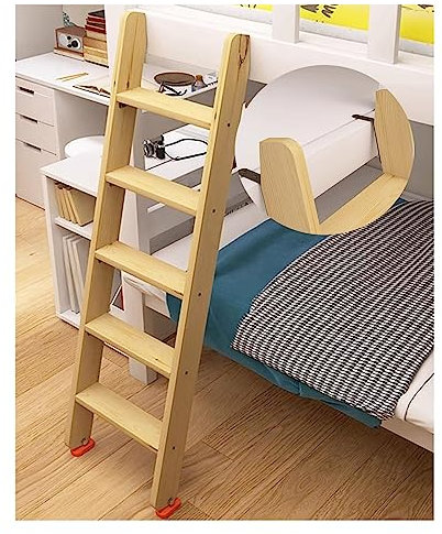 Escalera de Madera Maciza para literas de 125 cm/150 cm/175 cm de Largo, Universal, para Dos Camas, con Ganchos y Patas Antideslizantes para lofts de dormitorios (tamaño: 175 cm/6 peldaños)