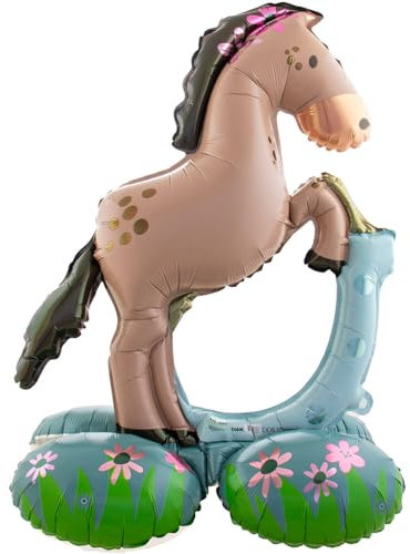 Folienballon * HORSE * als Deko für Geburtstag und Mottoparty | Stehender Pferde Luftballon, 53x74cm, wird mit Luft gefüllt | Kinder Kindergeburtstag Partydeko Ballon