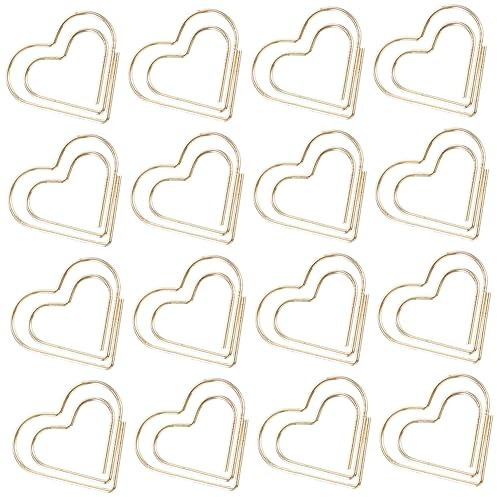OSALADI 50Pcs Heart Shaped Paper Clips Cute Metal Clips for Office Supplies Delicate Document Organizers for Scrapbooks Memos Photos Random Styles Included