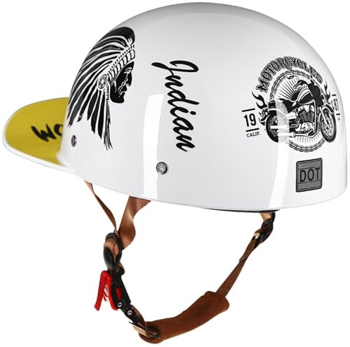 Vintage Halbschalenhelm, Motorradhelm, DOT/ECE-Zulassung Baseball Cap Mit Visier Helmfahrrad Cruiser Chopper Scooter Helm Jethelme Herren Retro Motorrad Halbhelm Frauen Mofa Helm