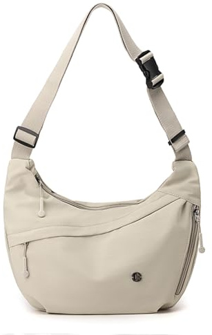 Borsa a tracolla in nylon a mezzaluna da donna, casual, media, leggera, borsa da viaggio con tracolla regolabile