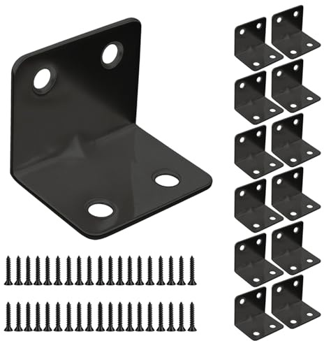 OMIDEAS 12 × Eckwinkel (30 × 30 × 40) Metallwinkel für Holzverbindungen, Möbelreparatur, Edelstahl, Schwarz, L-Verbinder